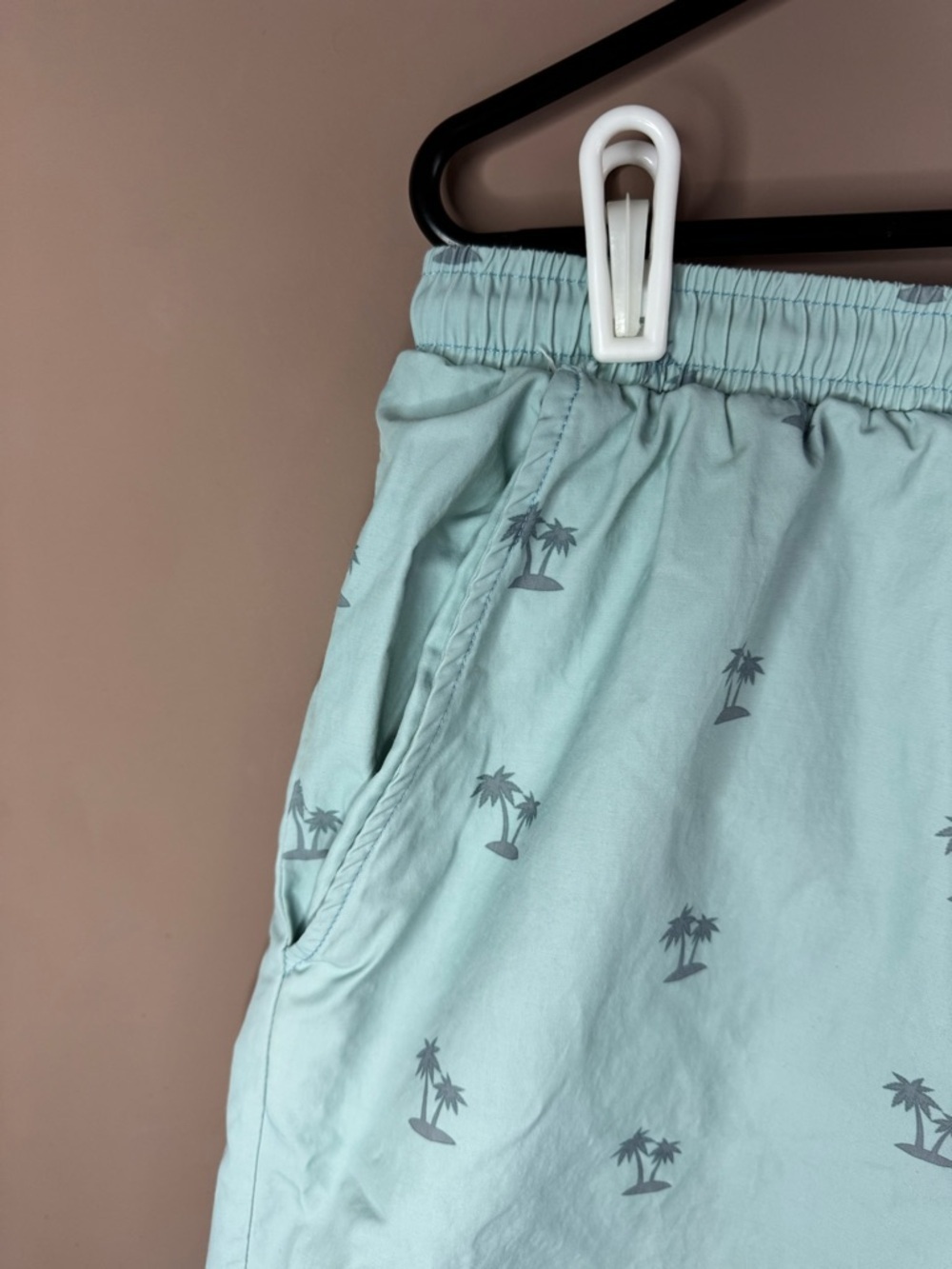 Men's Quiet Storm Light Blue Palm-Print Swim Shorts - Picture 4 of 9